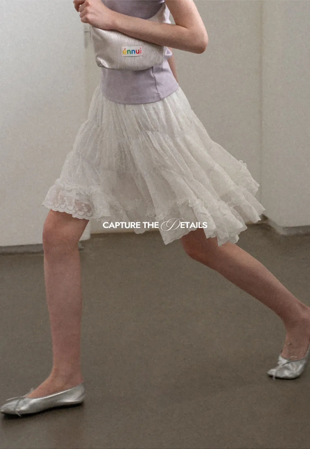 Layered Lace Trim Flared Skirt