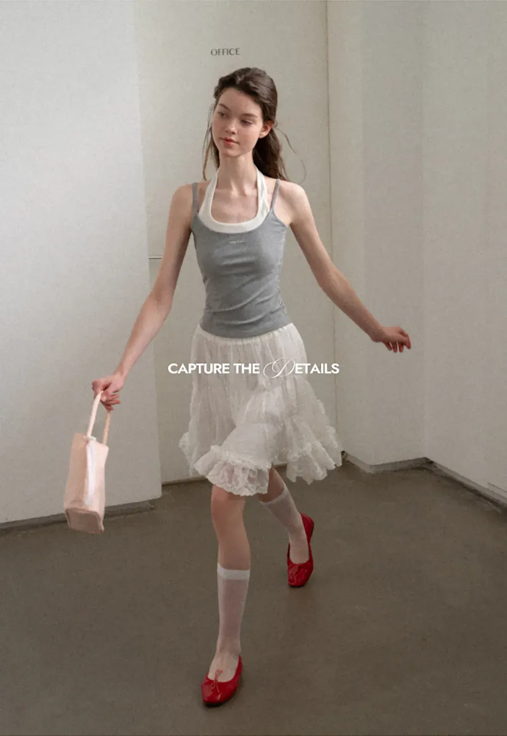 Layered Lace Trim Flared Skirt