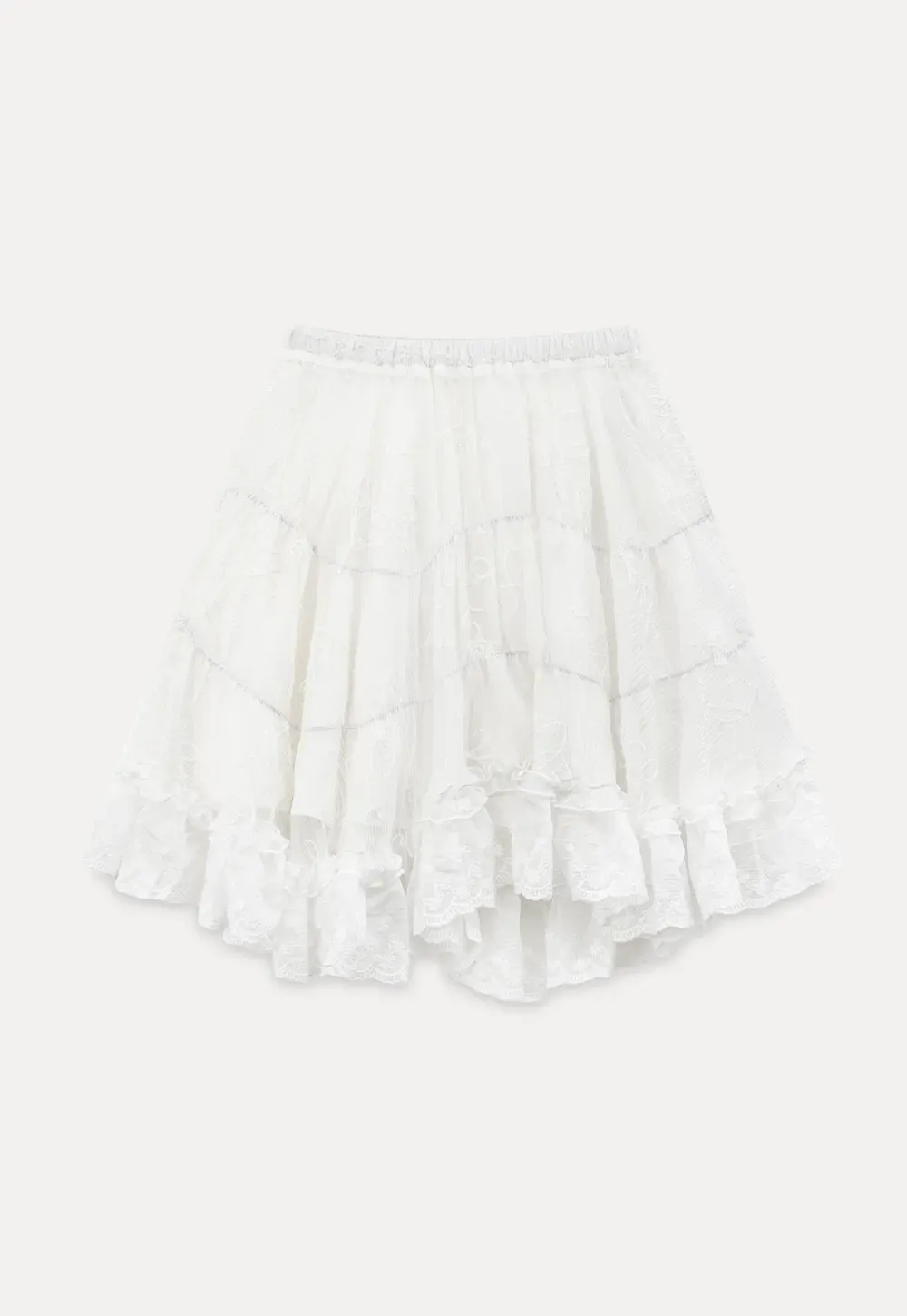 Layered Lace Trim Flared Skirt