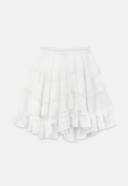 Layered Lace Trim Flared Skirt