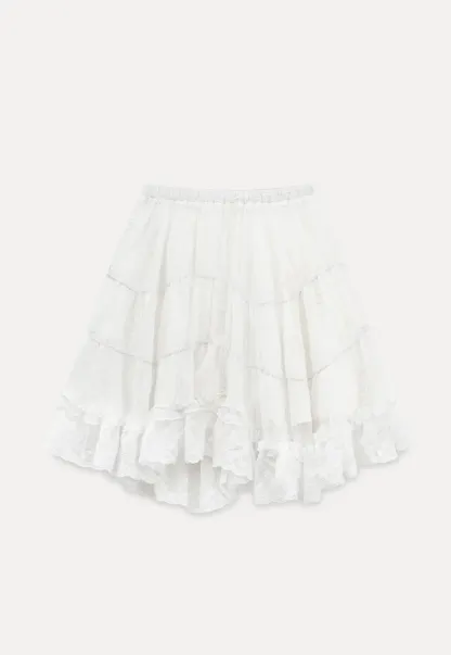 Layered Lace Trim Flared Skirt