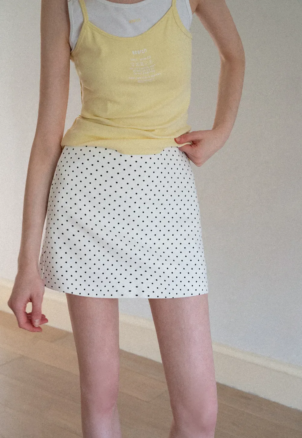 Polka Dot Print High Waist Mini Skirt