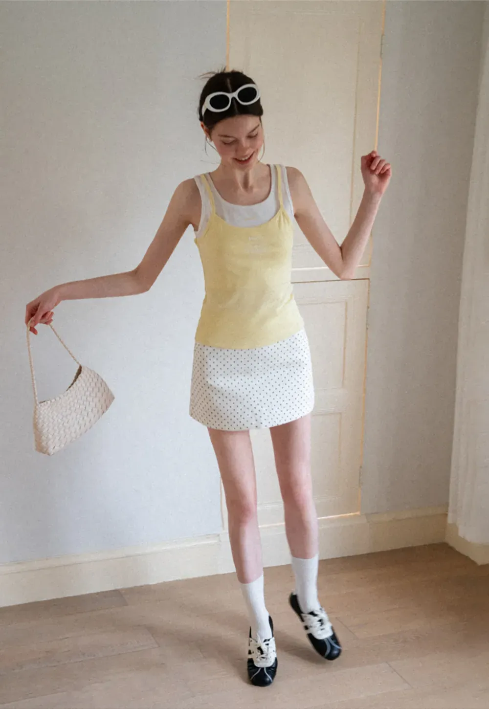 Polka Dot Print High Waist Mini Skirt