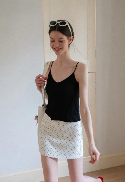 Polka Dot Print High Waist Mini Skirt