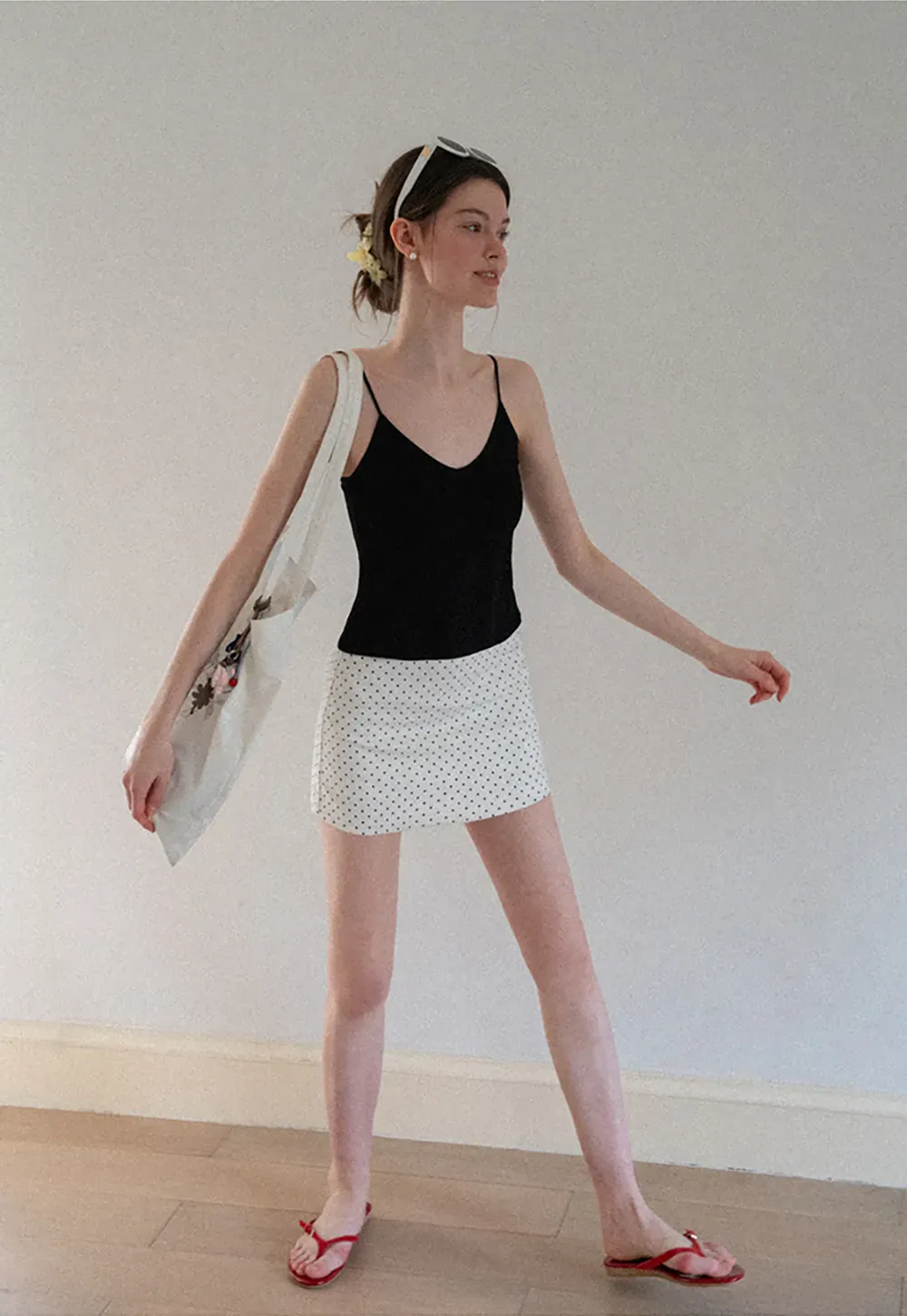 Polka Dot Print High Waist Mini Skirt