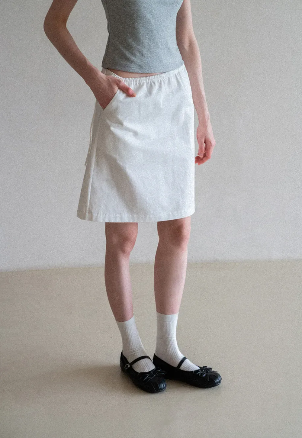 High Waist Elastic Waist A Line Skirt