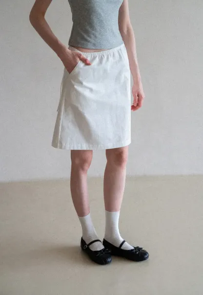 High Waist Elastic Waist A Line Skirt