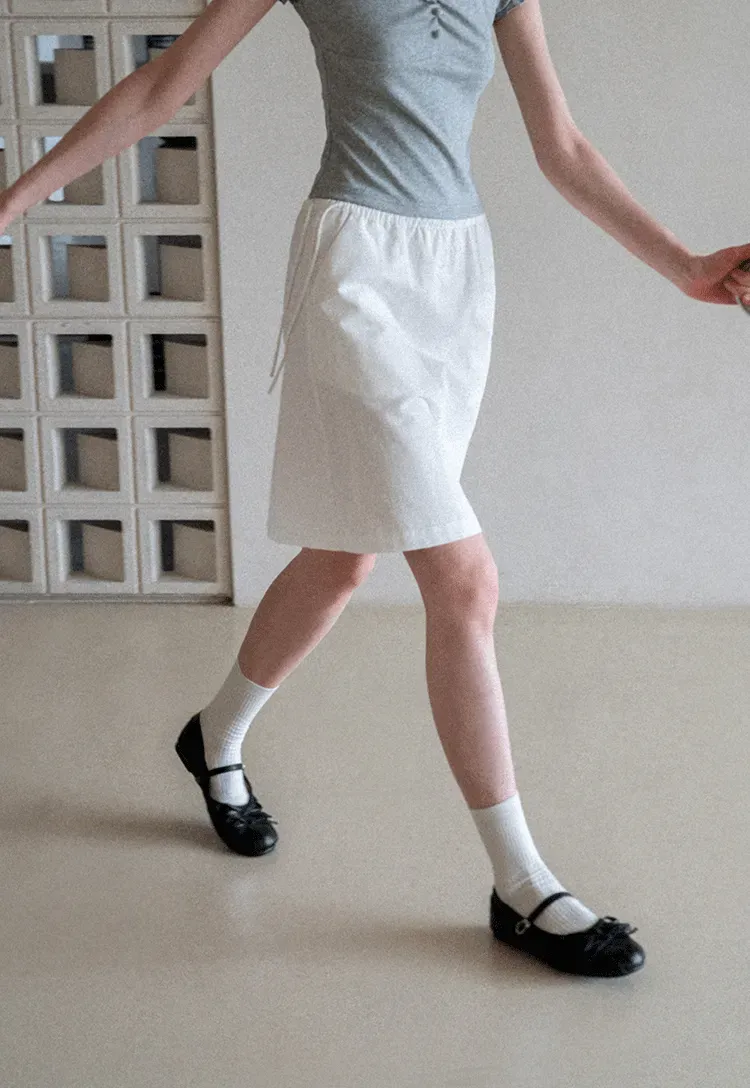 High Waist Elastic Waist A Line Skirt