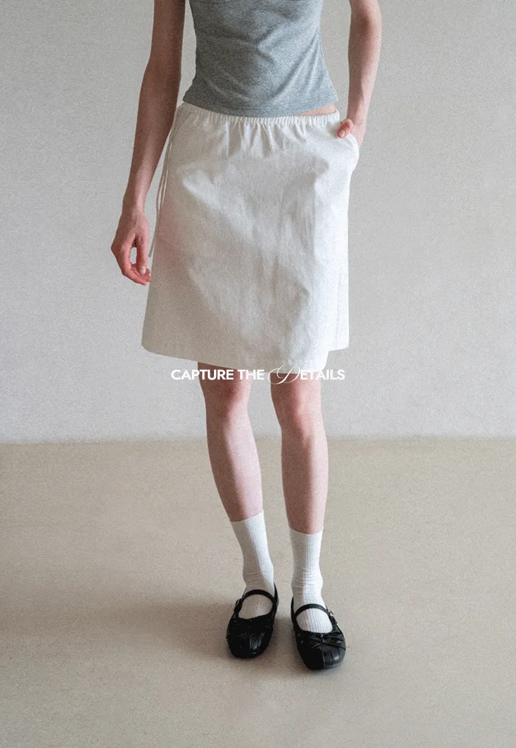 High Waist Elastic Waist A Line Skirt
