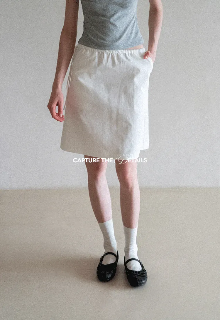 High Waist Elastic Waist A Line Skirt
