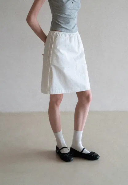 High Waist Elastic Waist A Line Skirt