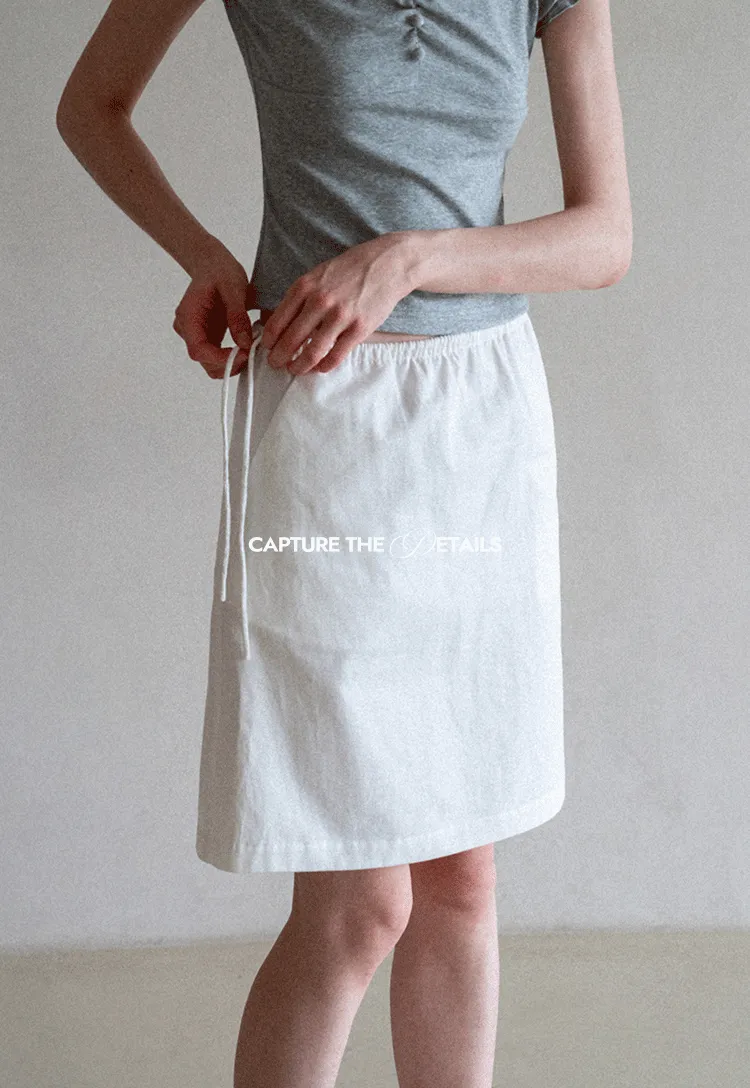 High Waist Elastic Waist A Line Skirt