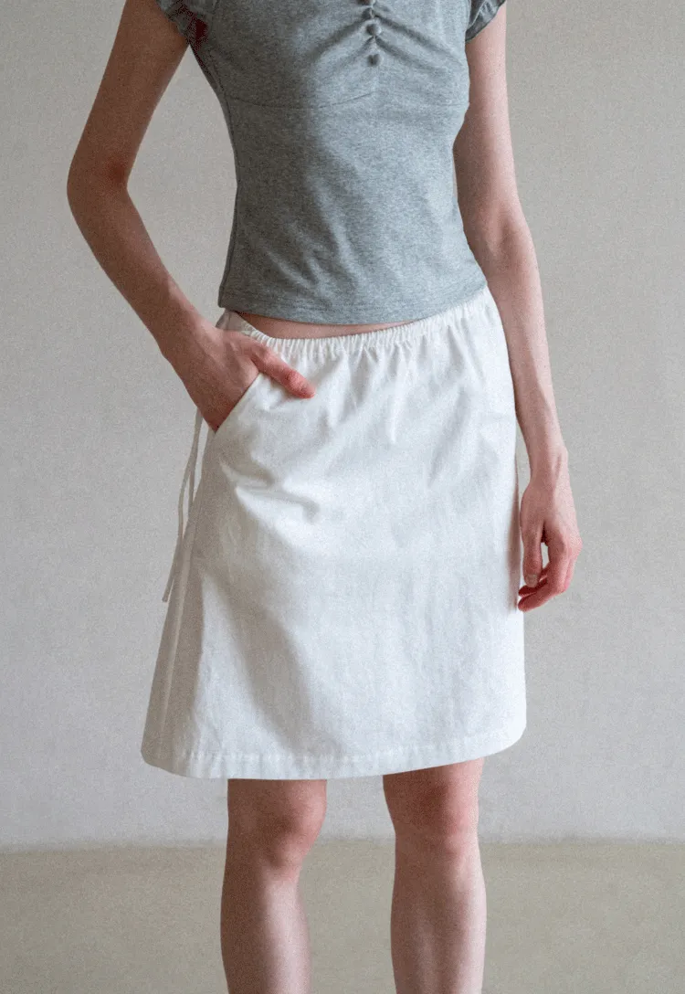 High Waist Elastic Waist A Line Skirt