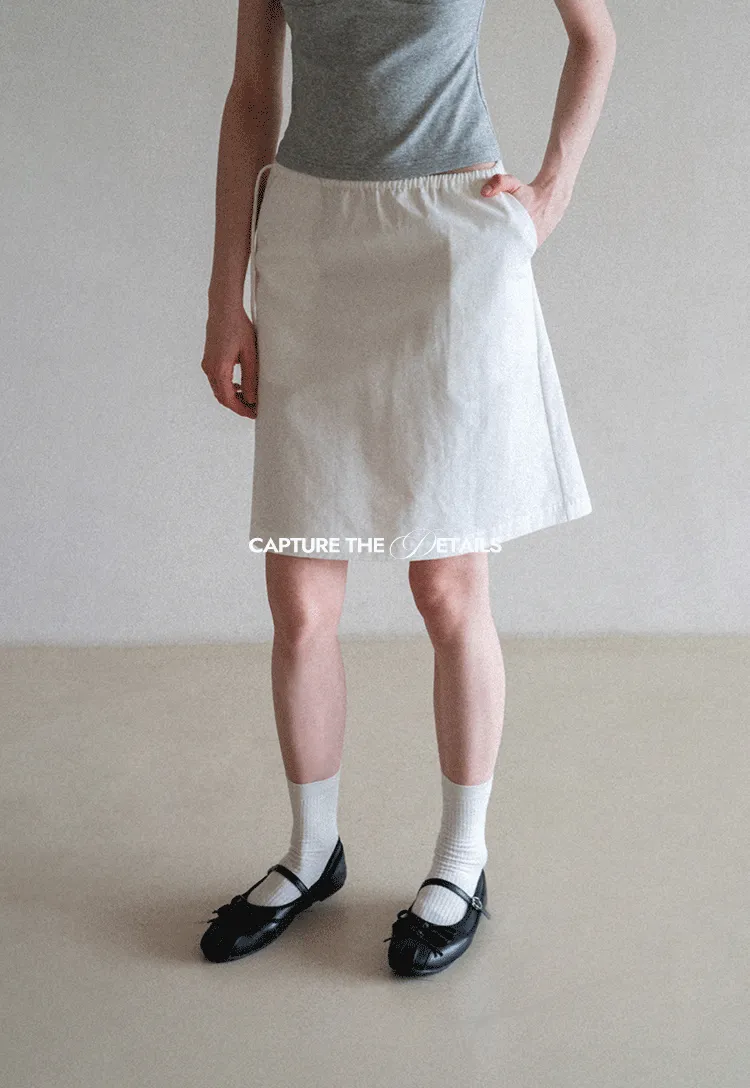 High Waist Elastic Waist A Line Skirt