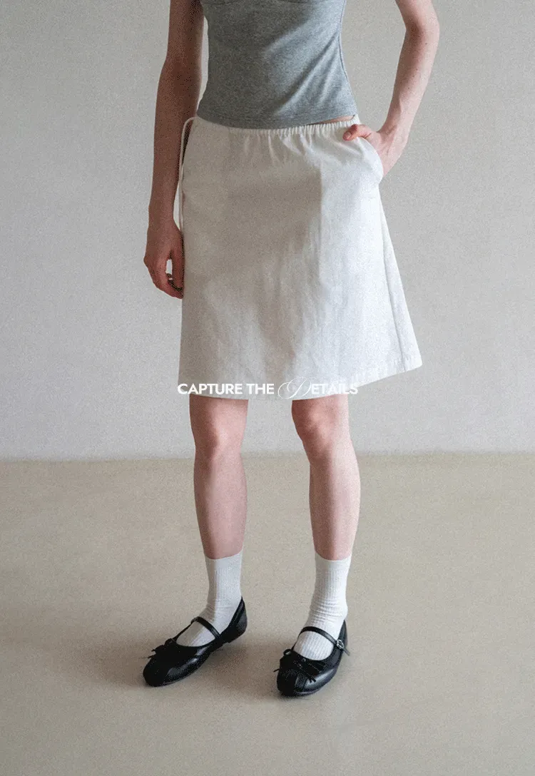 High Waist Elastic Waist A Line Skirt