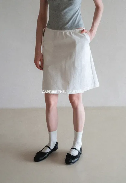 High Waist Elastic Waist A Line Skirt