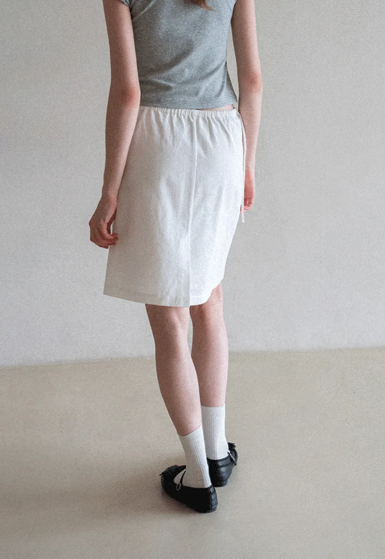 High Waist Elastic Waist A Line Skirt