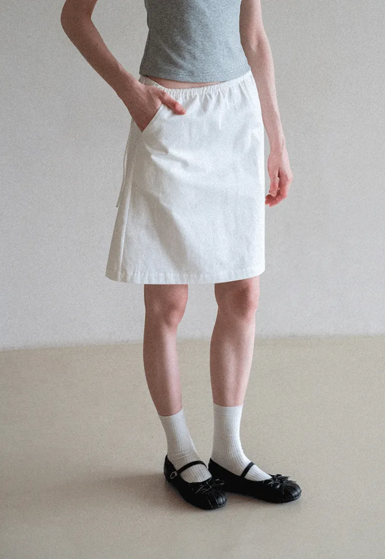 High Waist Elastic Waist A Line Skirt