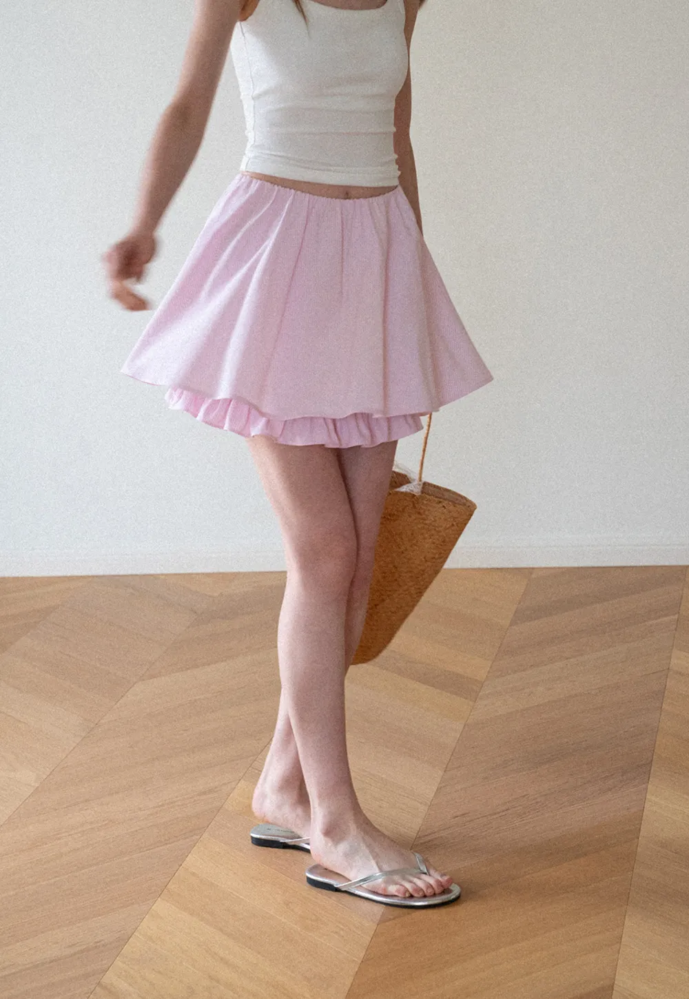 Double Layered Ruffled Hem Skirt