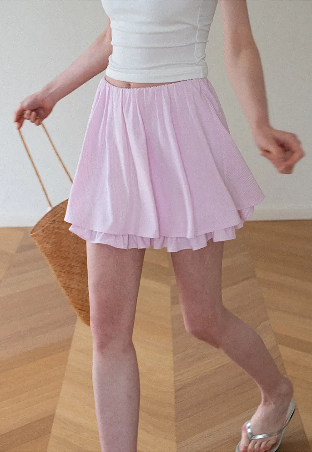 Double Layered Ruffled Hem Skirt