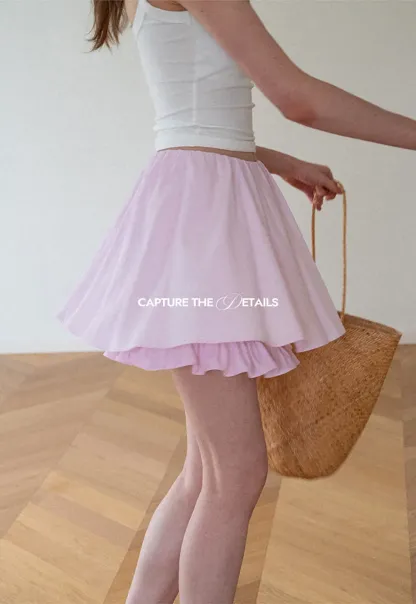 Double Layered Ruffled Hem Skirt