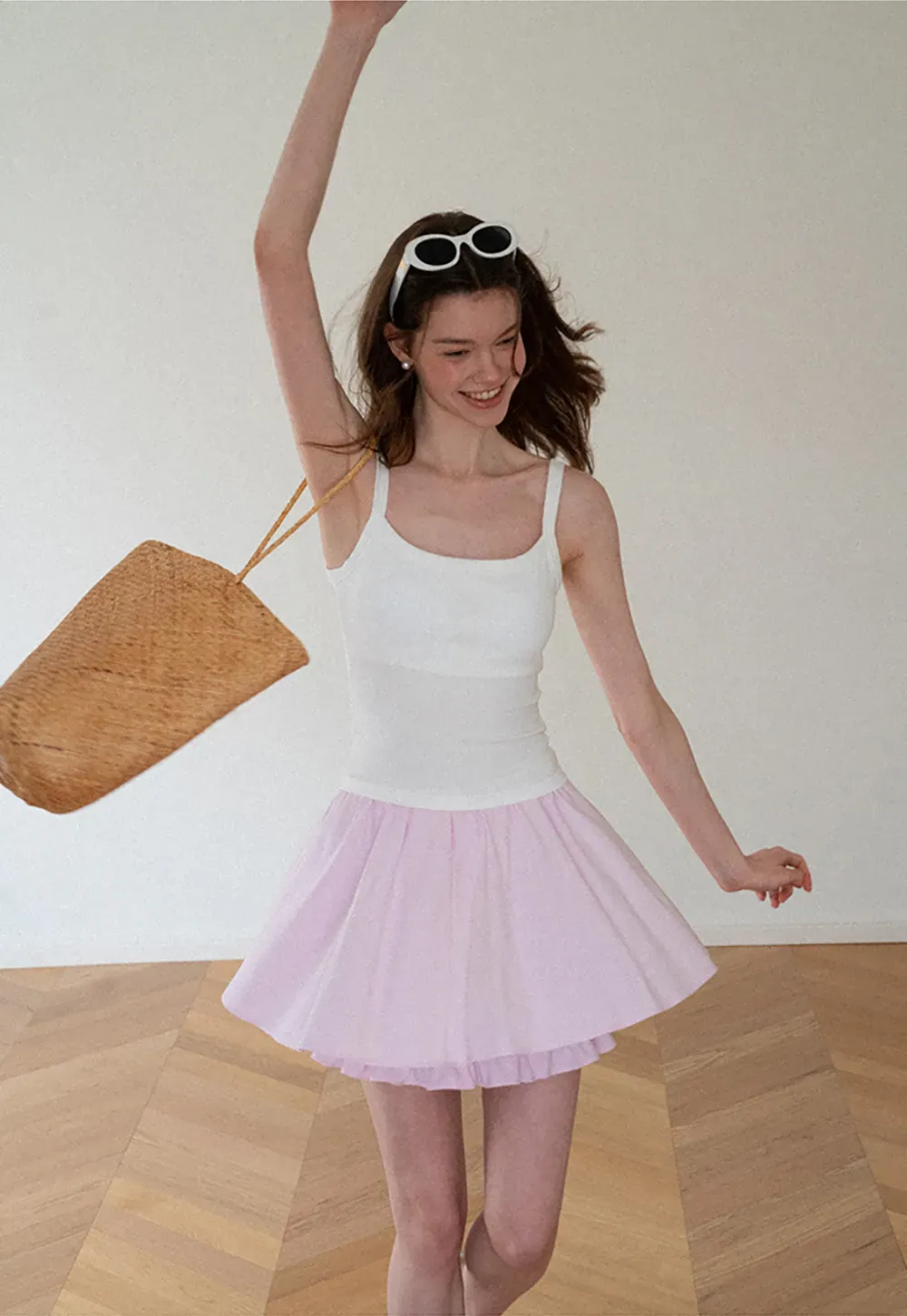 Double Layered Ruffled Hem Skirt
