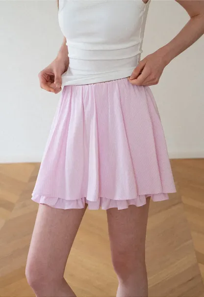 Double Layered Ruffled Hem Skirt