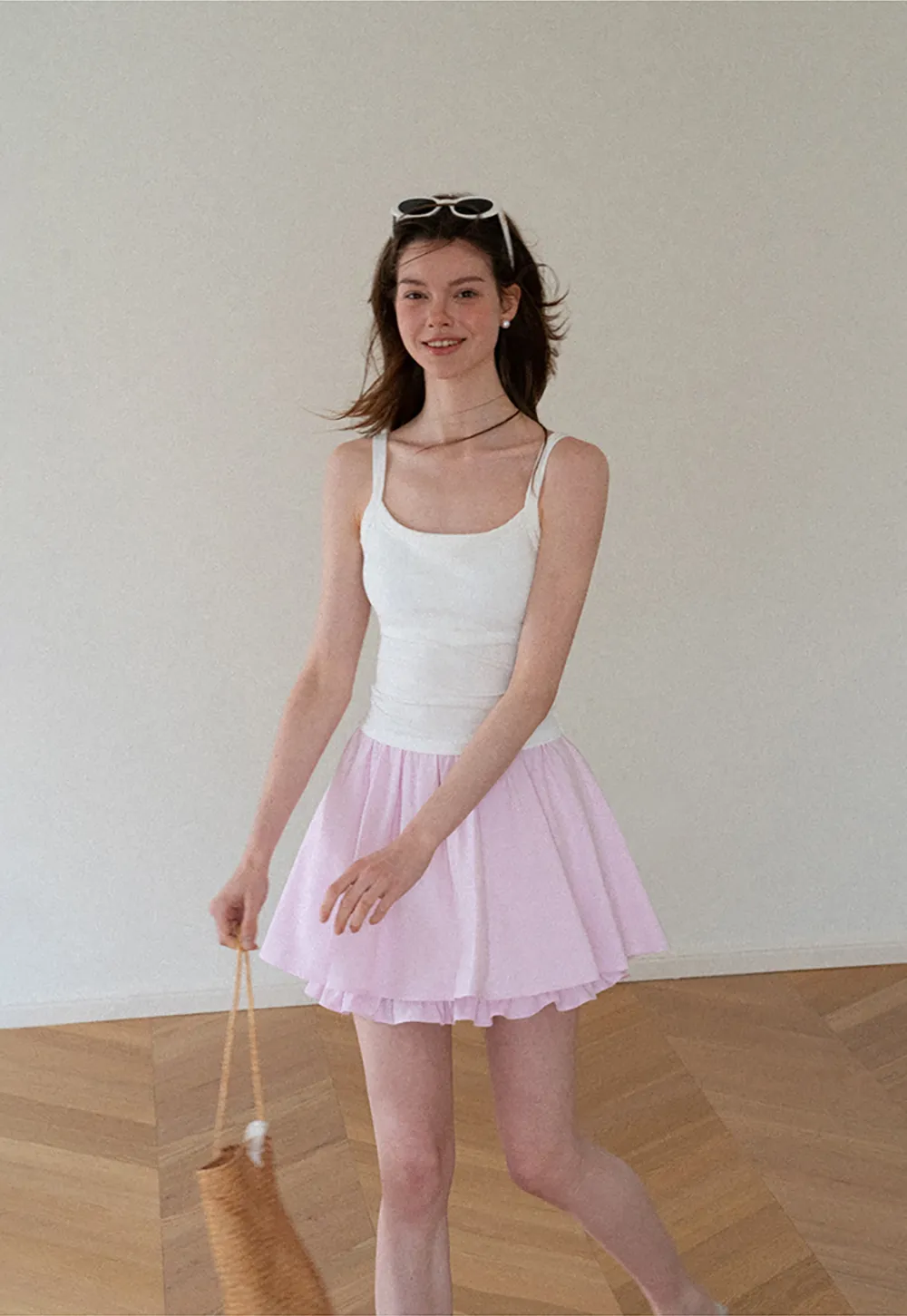 Double Layered Ruffled Hem Skirt