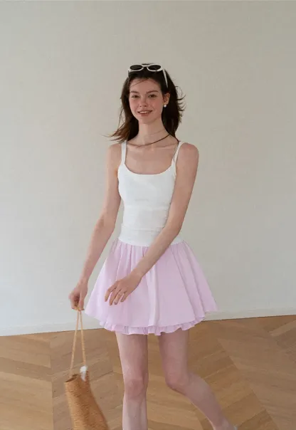 Double Layered Ruffled Hem Skirt