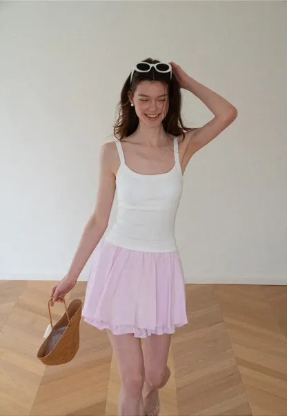 Double Layered Ruffled Hem Skirt