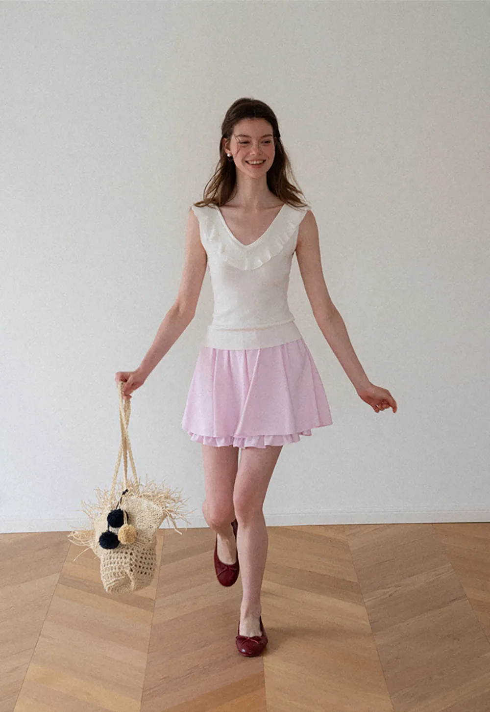 Double Layered Ruffled Hem Skirt