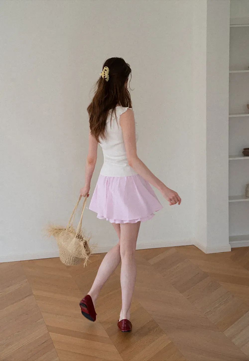 Double Layered Ruffled Hem Skirt