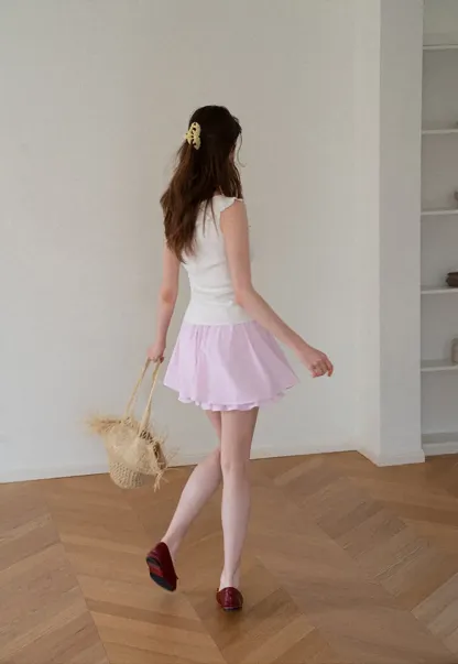 Double Layered Ruffled Hem Skirt