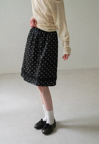 Polka Dot Print Drawstring Waist Skirt