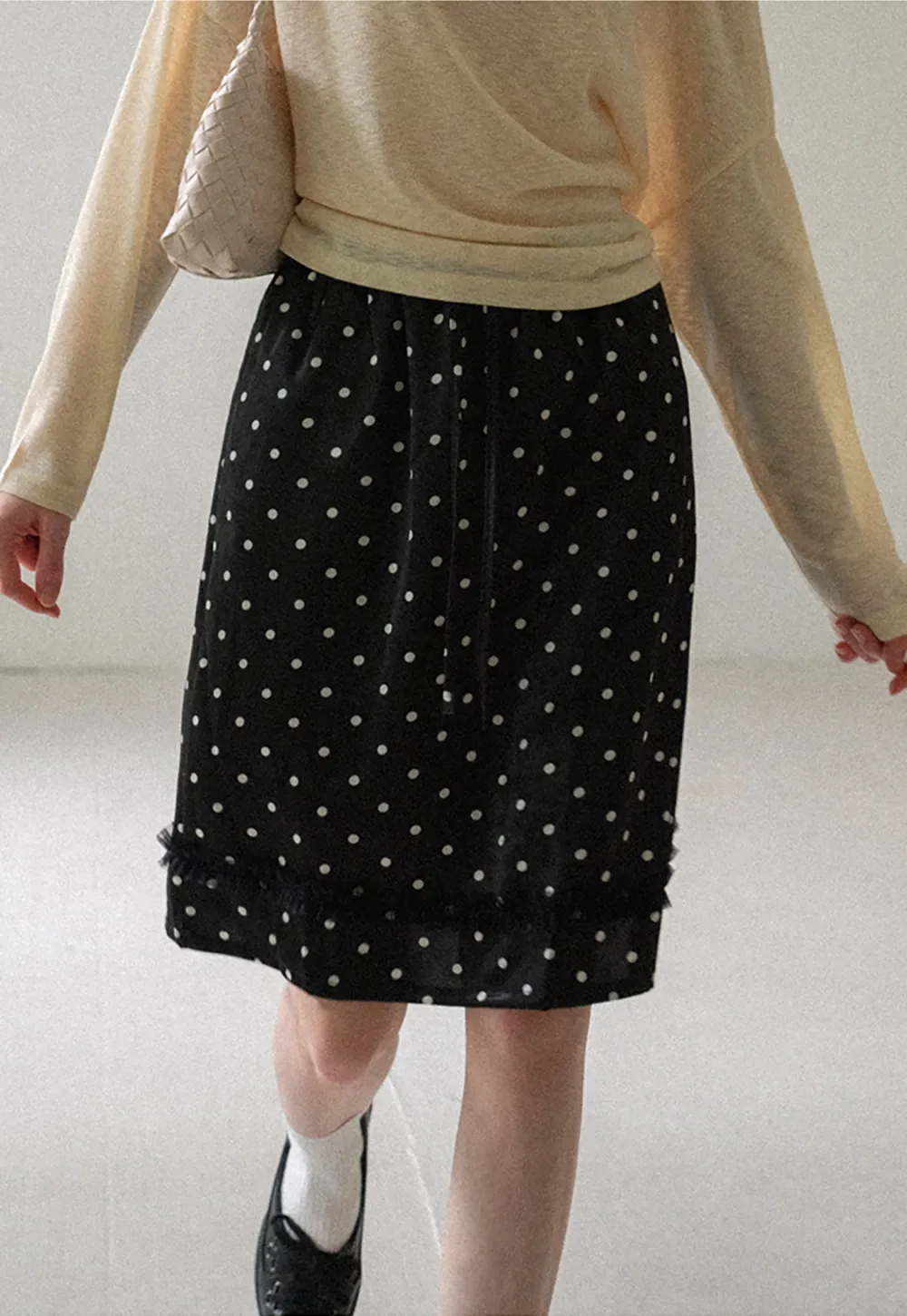 Polka Dot Print Drawstring Waist Skirt