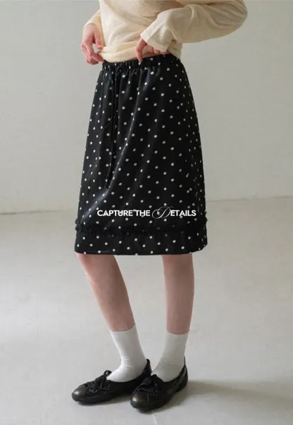 Polka Dot Print Drawstring Waist Skirt