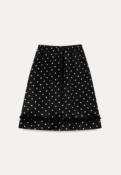 Polka Dot Print Drawstring Waist Skirt