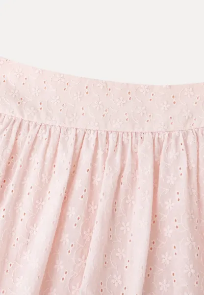 Eyelet Lace Trim Flared Skirt