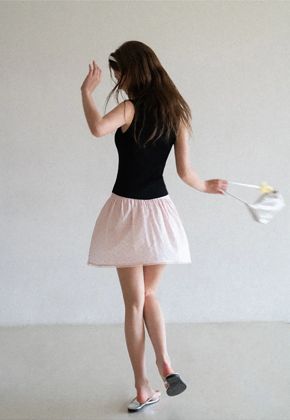 Eyelet Lace Trim Flared Skirt