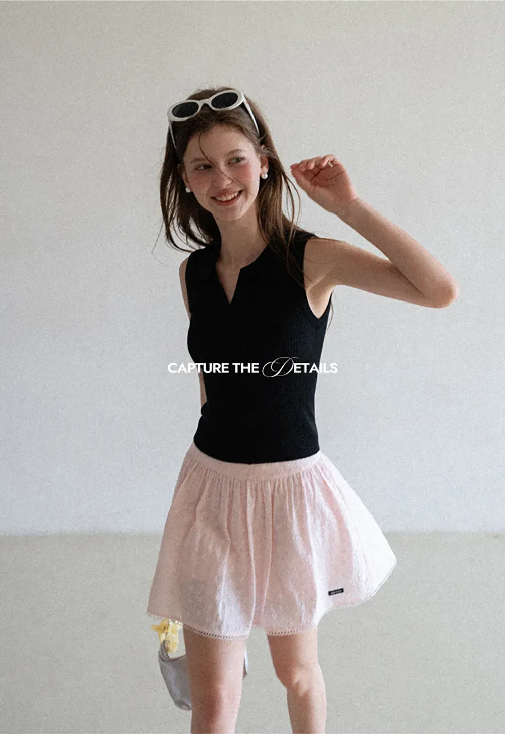Eyelet Lace Trim Flared Skirt