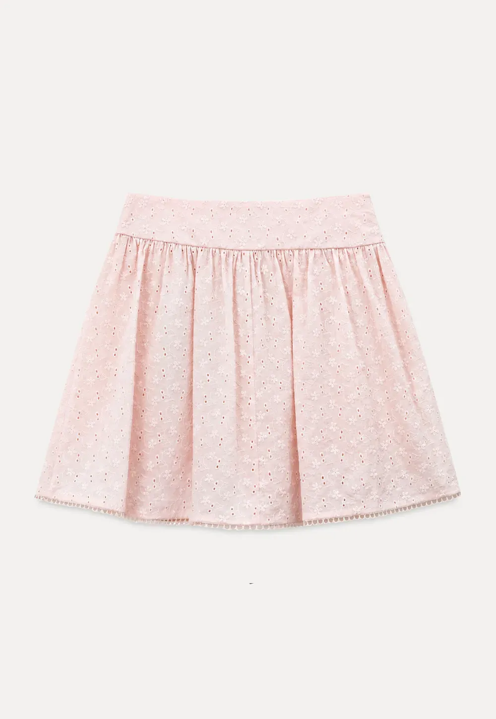 Eyelet Lace Trim Flared Skirt