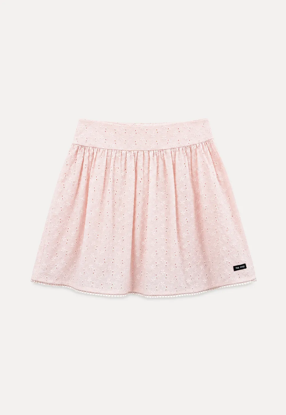 Eyelet Lace Trim Flared Skirt