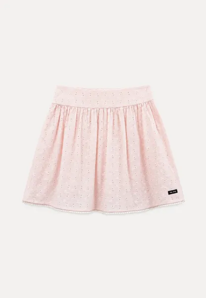 Eyelet Lace Trim Flared Skirt