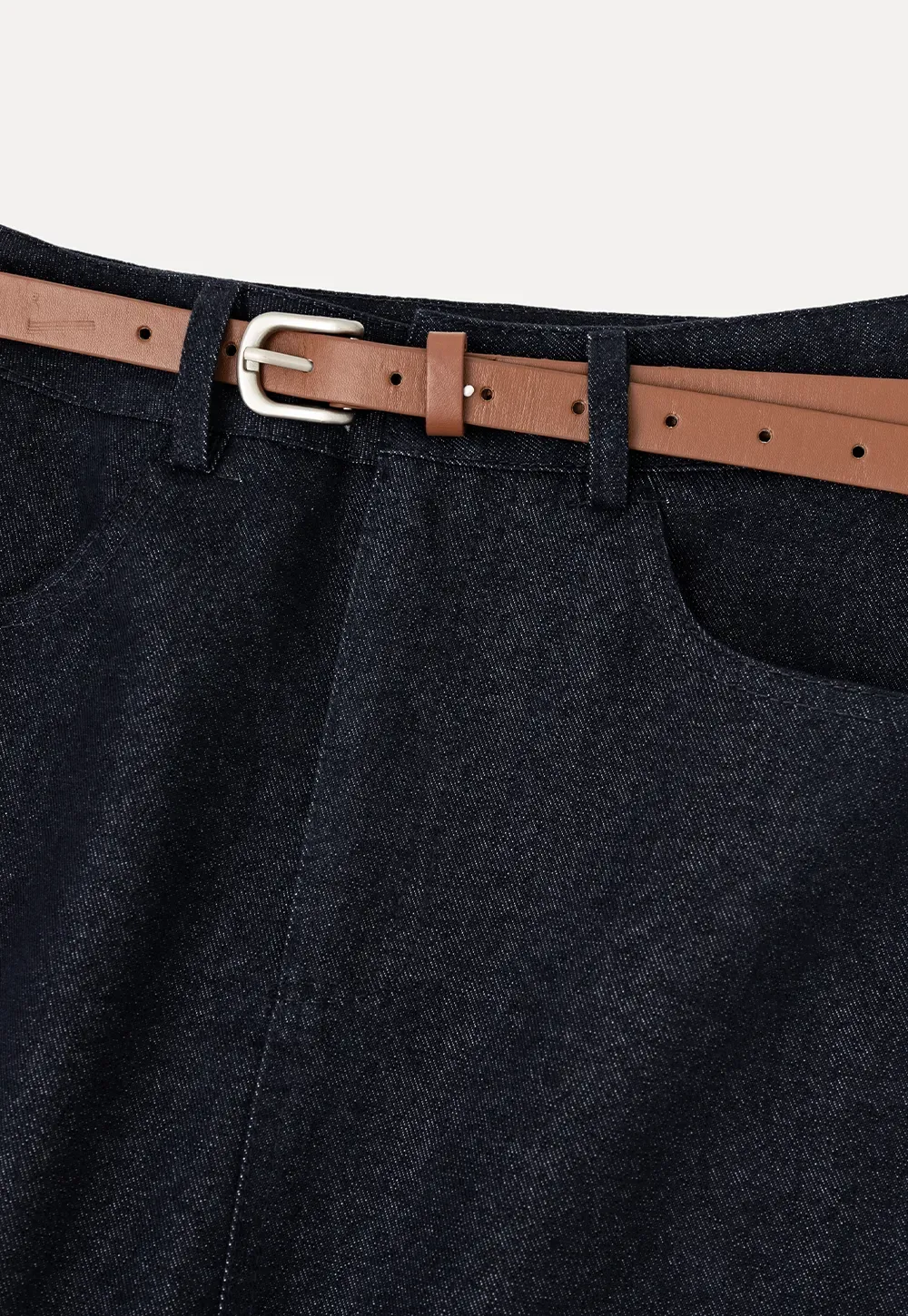 Ruffled Hem Denim Skirt