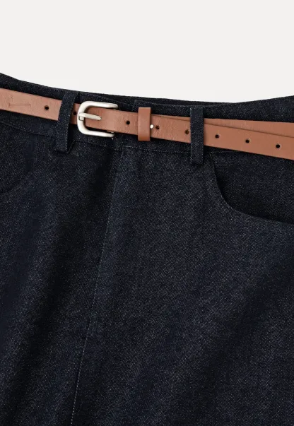 Ruffled Hem Denim Skirt