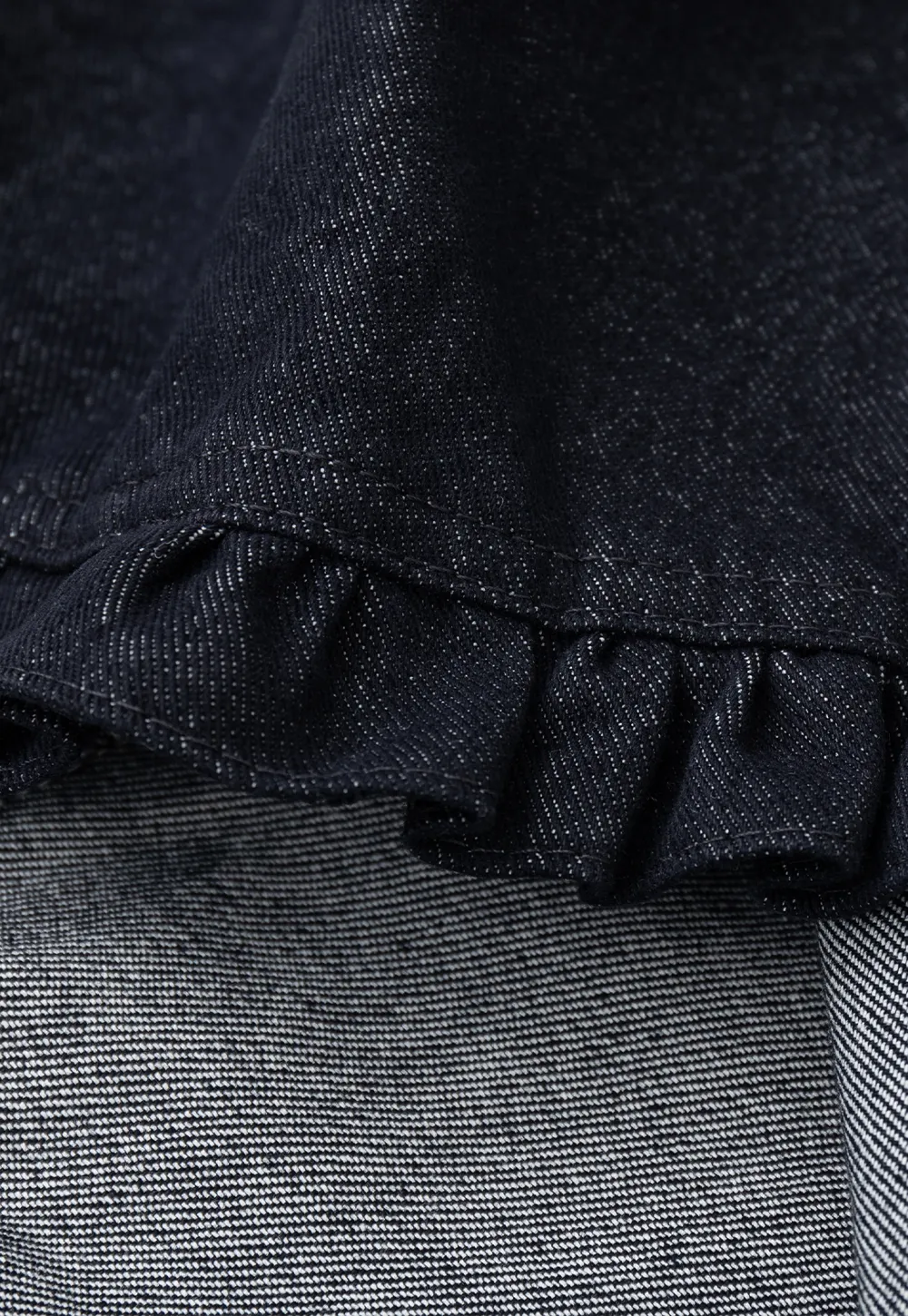 Ruffled Hem Denim Skirt