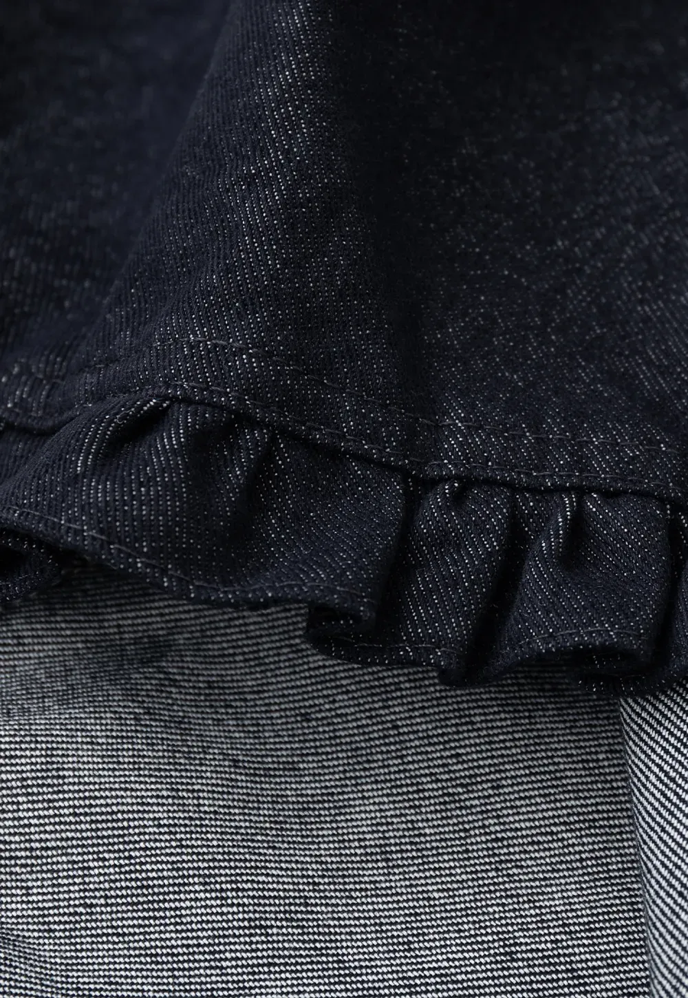 Ruffled Hem Denim Skirt