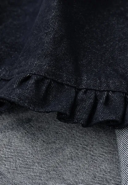 Ruffled Hem Denim Skirt