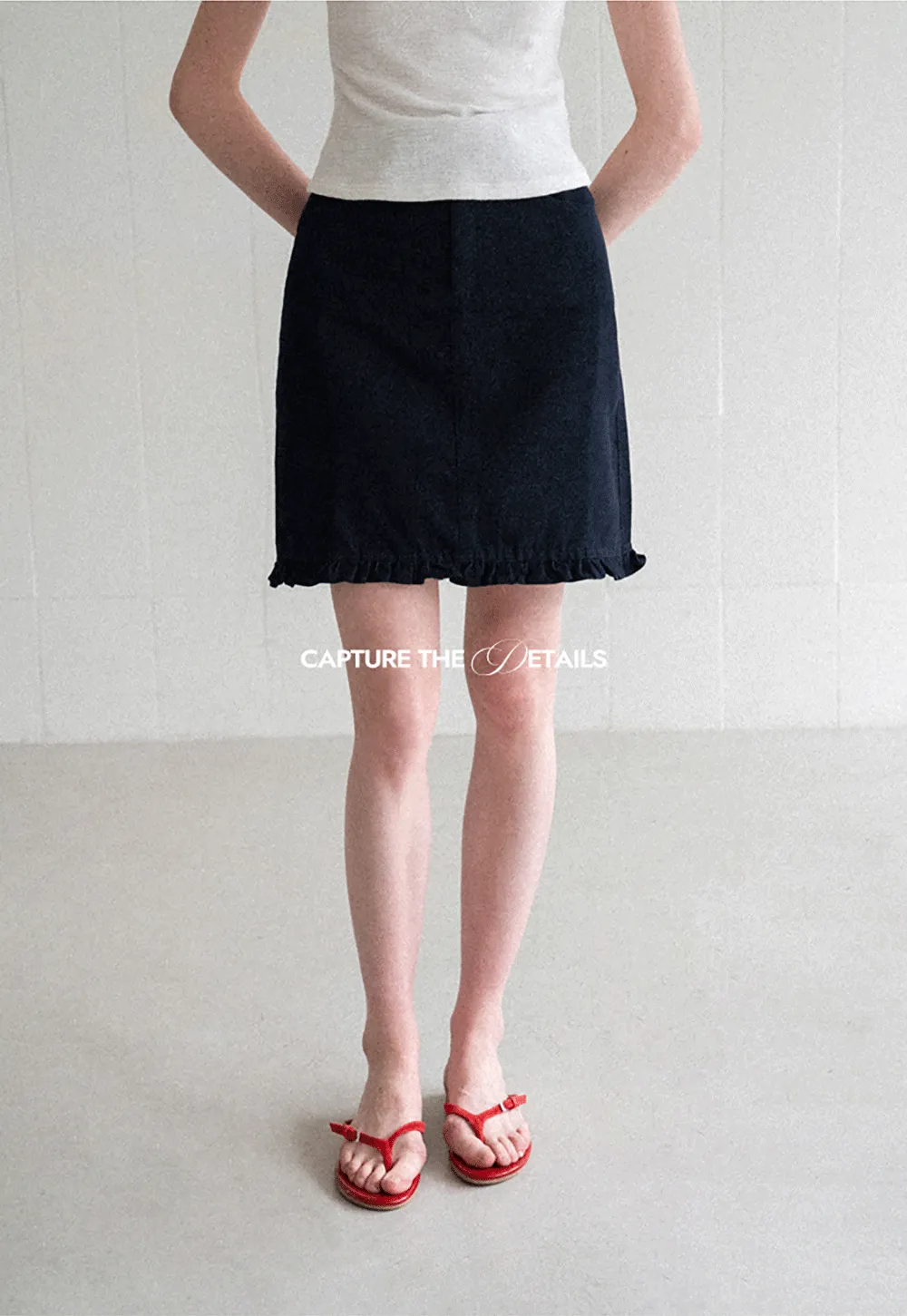 Ruffled Hem Denim Skirt