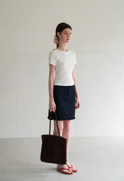 Ruffled Hem Denim Skirt
